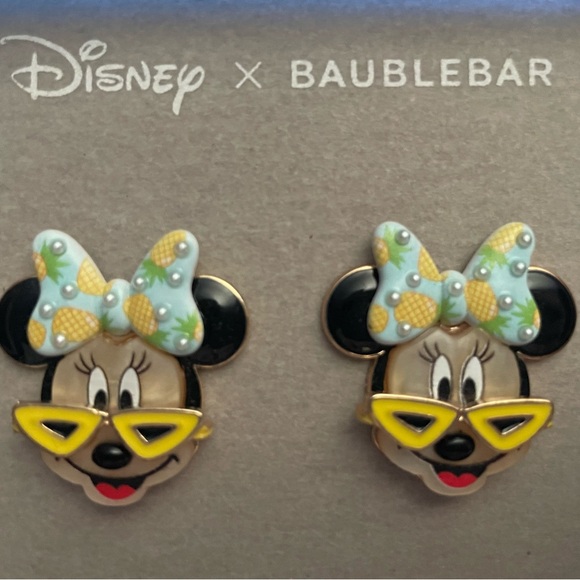 Disney x Baublebar Minnie Earrings NEW pineapple bows IN BOX - Picture 2 of 2